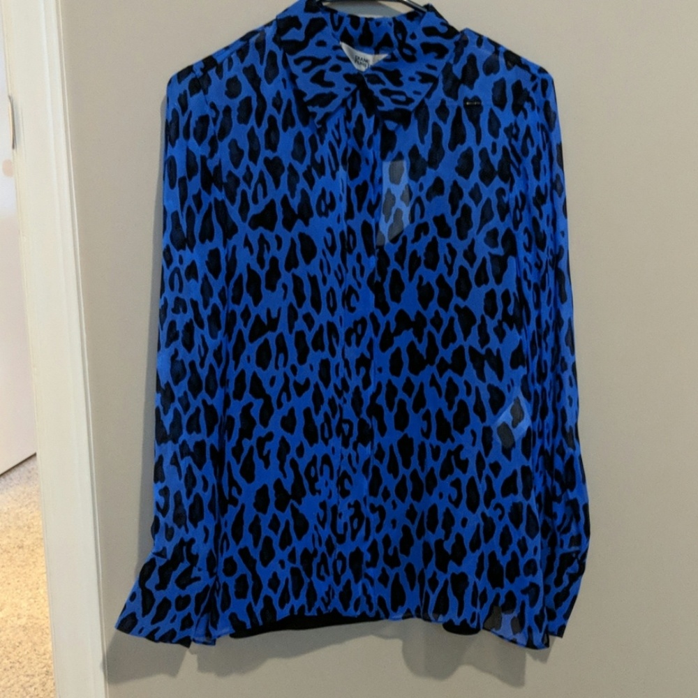 DVF blue leopard blouse
